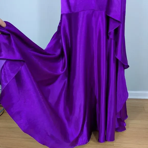 Vintage Prom Dress Maxi Ball Gown 4 Purple Y2K Glam Flirt Sottero Strapless Hoco